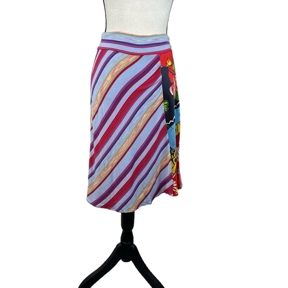 Christian Lacroix Bazar - Vintage Y2K 90s Mixed Media Floral Stripe Silk Skirt S